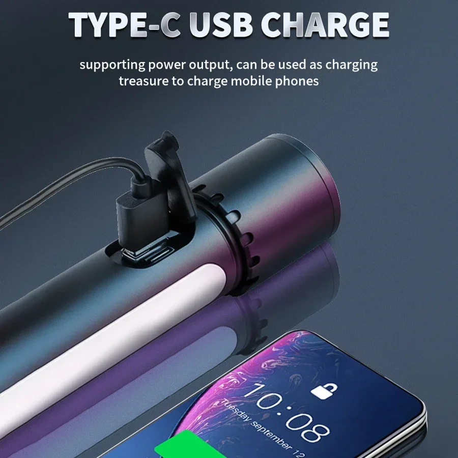 Nueva linterna de autodefensa Heinast, carga USB C, fuente de luz Dual, linterna de emergencia impermeable para exteriores con luz roja