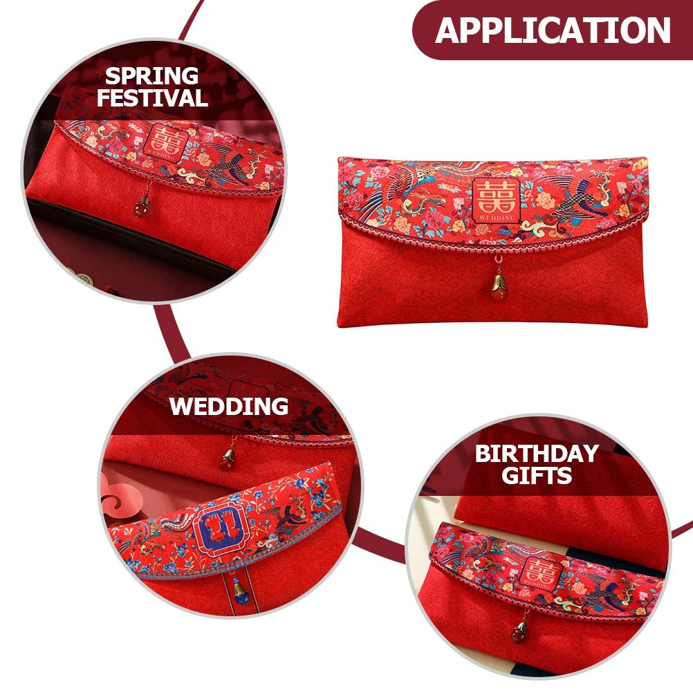 

Fabric Red Envelopes Traditional Chinese Style Wedding Accessories Red Packets for Lunar New Year Blessings Gifts