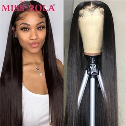 Miss Rola Lace Front Human Hair Wigs Brazilian Remy 100% Human Hair Straight Wig 13*4 Lace Frontal Wig Pre Plucked Middle Ratio