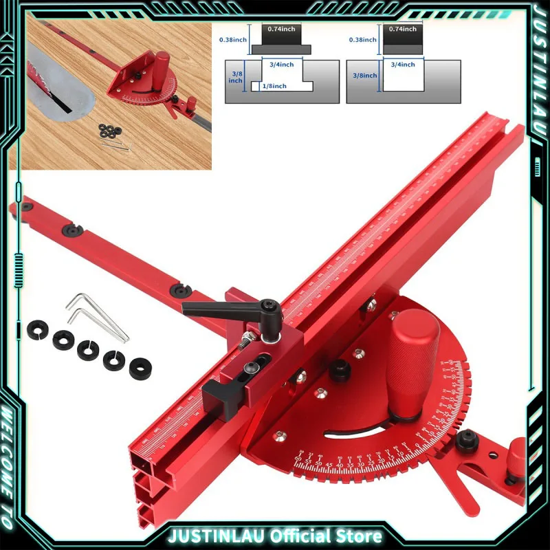 

1-Set Miter Gauge and 400MM Fence with Track Stop Sawing Assembly Angle Ruler for Table Saw Router Woodworking Bench Tools DIY