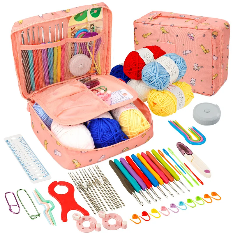 

Crochet Kits for Beginners with Yarn, Learn to Crochet Set Included Crochet Hooks Supplies DIY Tools,Crocheting Kit for Adults