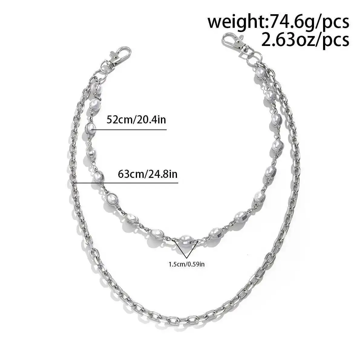 SHIXIN Hip Hop Metal Wallet Waist Belt Chain Men Women Punk Imitation Pearl Hipster Pant Chain Keychain Male Jewelry Accessories