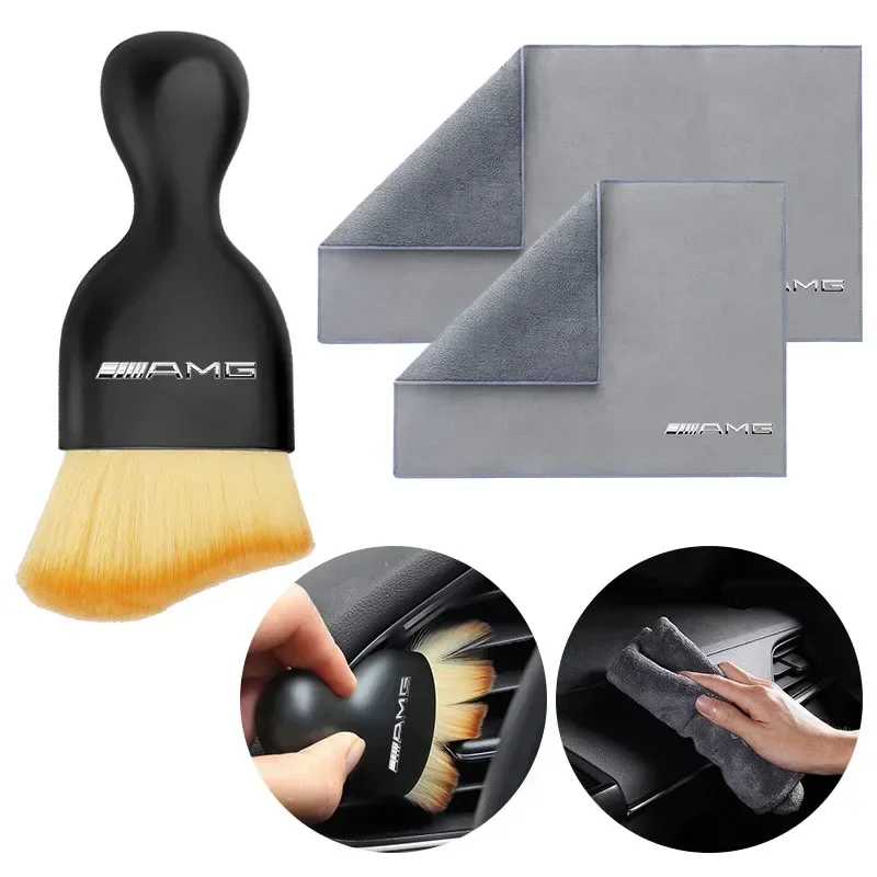 Car Interior Cleaning Tools Microfiber Wash Towels Cleaning Brush For Mercedes Benz AMG V177 W124 W168 W169 W176 W177 W202 W203