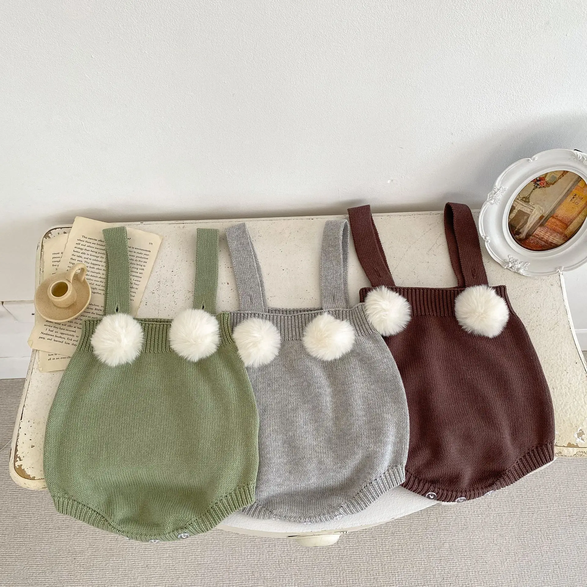 0-3T Newborn Kid Baby Girl Autumn Winter Clothes Knit Sweater Baby Romper Sleeveless Tank Suspender Jumpsuit Cute Outfit