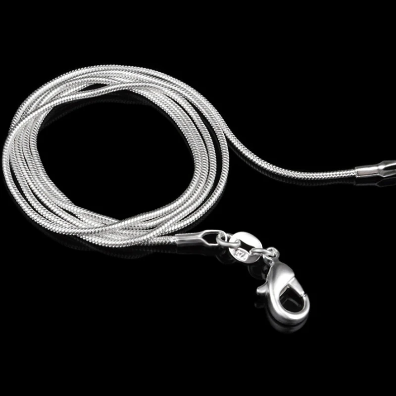 1pc Silver Plated Smooth Snake Chain Stamped Choker Necklace For Women Jewelry 16 18 20 22 24 Inch Dropshipping