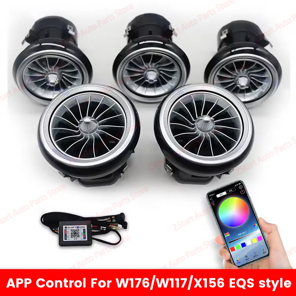 256 kleuren LED Vent Voor Mercedes Benz W205 x253 W213 W177 W118 W117 W176 X156 W222 APP Controles Air vent Nozzle Omgevingslicht