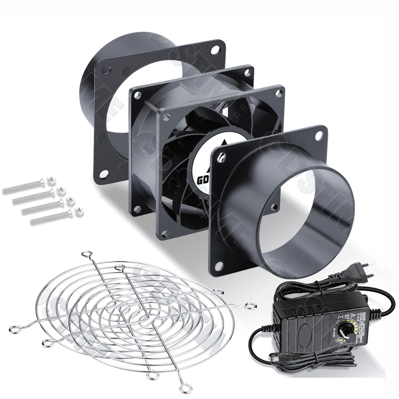 Smoke Absorber Fume Extractor 12V Adjustable Speed Fan 80MM 120MM Pipe Duct Exhuast Fan for Kitchen Exhaust and Electronics image 4