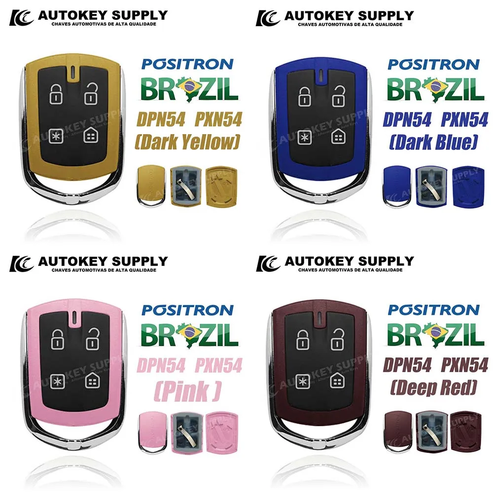 AutokeySupply AKBPS135 DPN54 PXN54 Shell كاملة ملونة إنذار ضد السرقة 4 زر التحكم مع مشبك البطارية ل Positron Flex