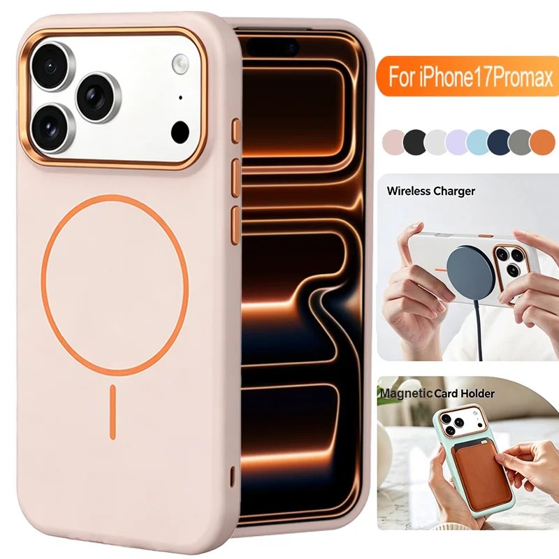 Coque de téléphone en silicone liquide de luxe pour MagSafe, compatible iPhone 17 16 15 14 Pro Max Plus, magnétique, antichoc, protection intégrale