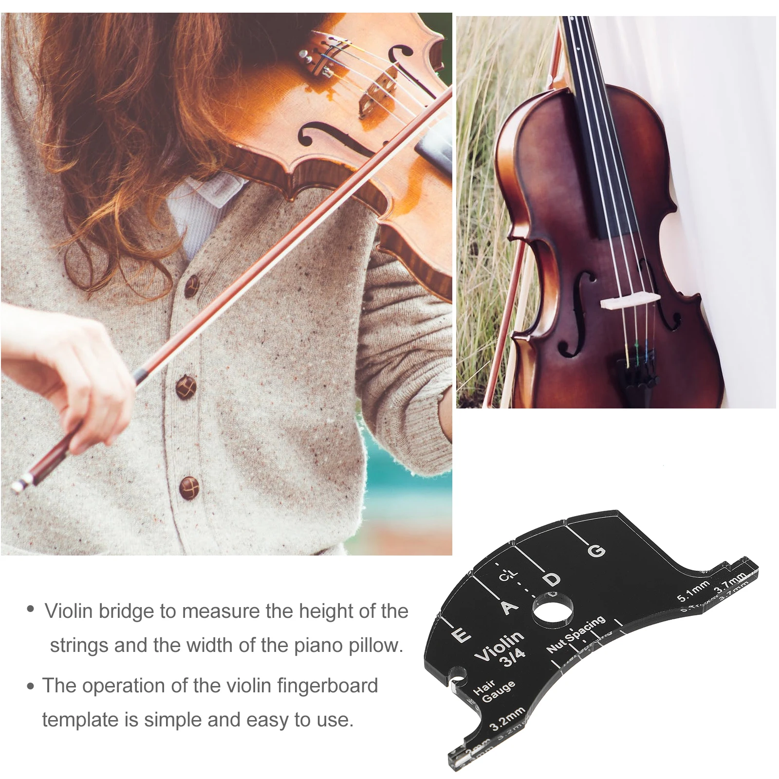 

Bridge Template Violin Accessory Supply Multifunctional Musical Instrument Part Black for Product Practical