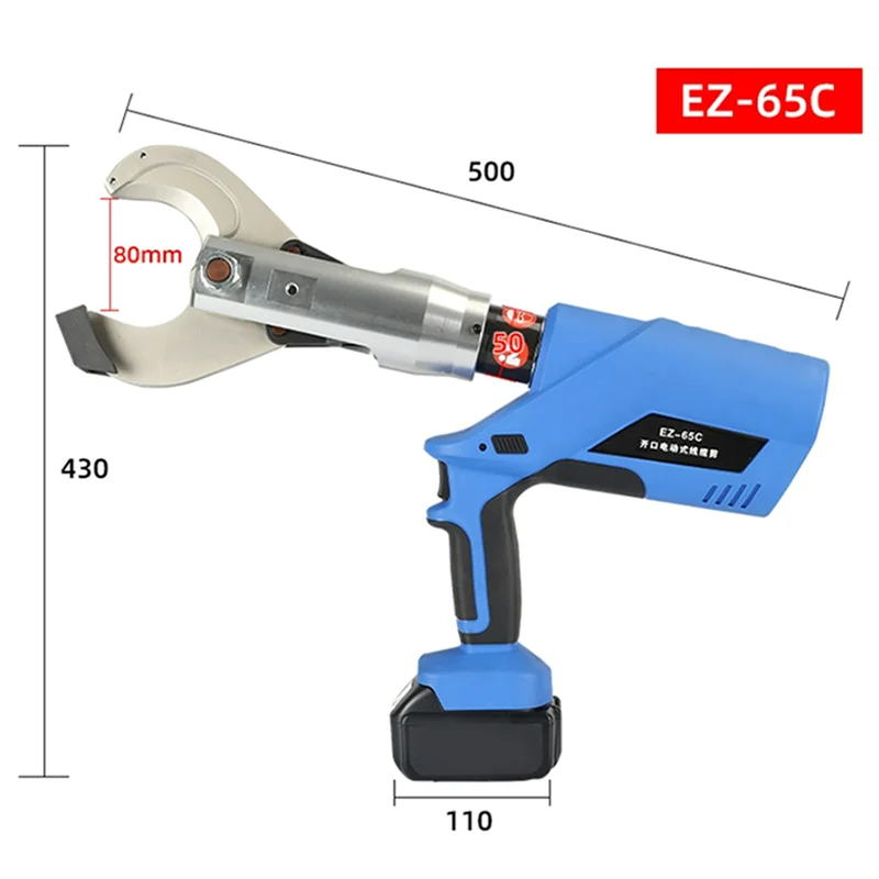 Cortador de cabo hidráulico recarregável EZ-65C elétrico portátil cobre alumínio cabo blindado alicate de corte tesoura 65mm