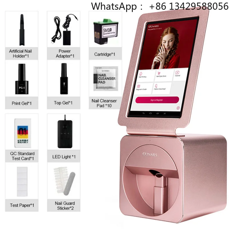 Professional Electric Desktop Nail Printer 3D Printing Technology Rose Gold 10.1" Screen Bluetooth Enabled for Commercial Nail