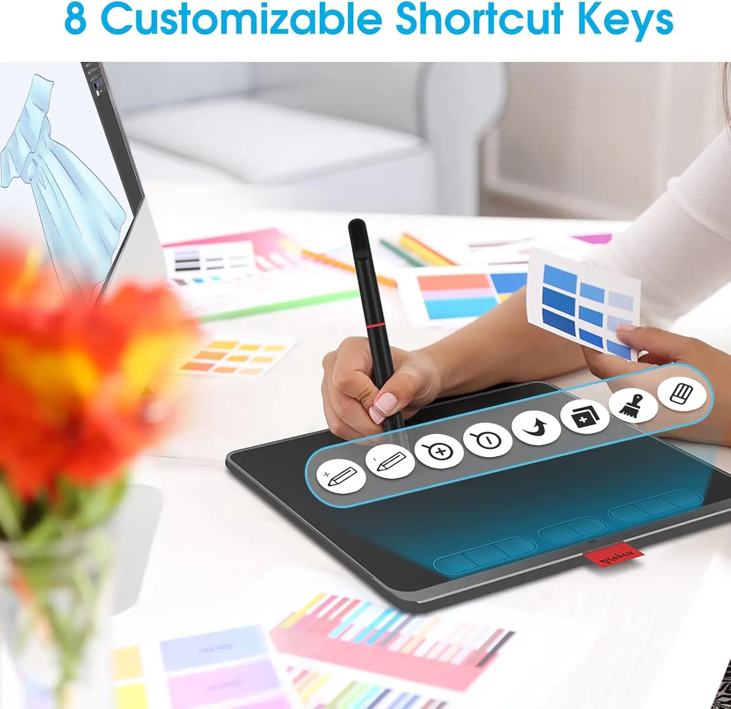 لوحة رسم، كمبيوتر لوحي رقمي، HavaPen ap906 9 × 5 بوصة كمبيوتر لوحي رقمي للرسم الفني مع قلم خالي من البطارية
