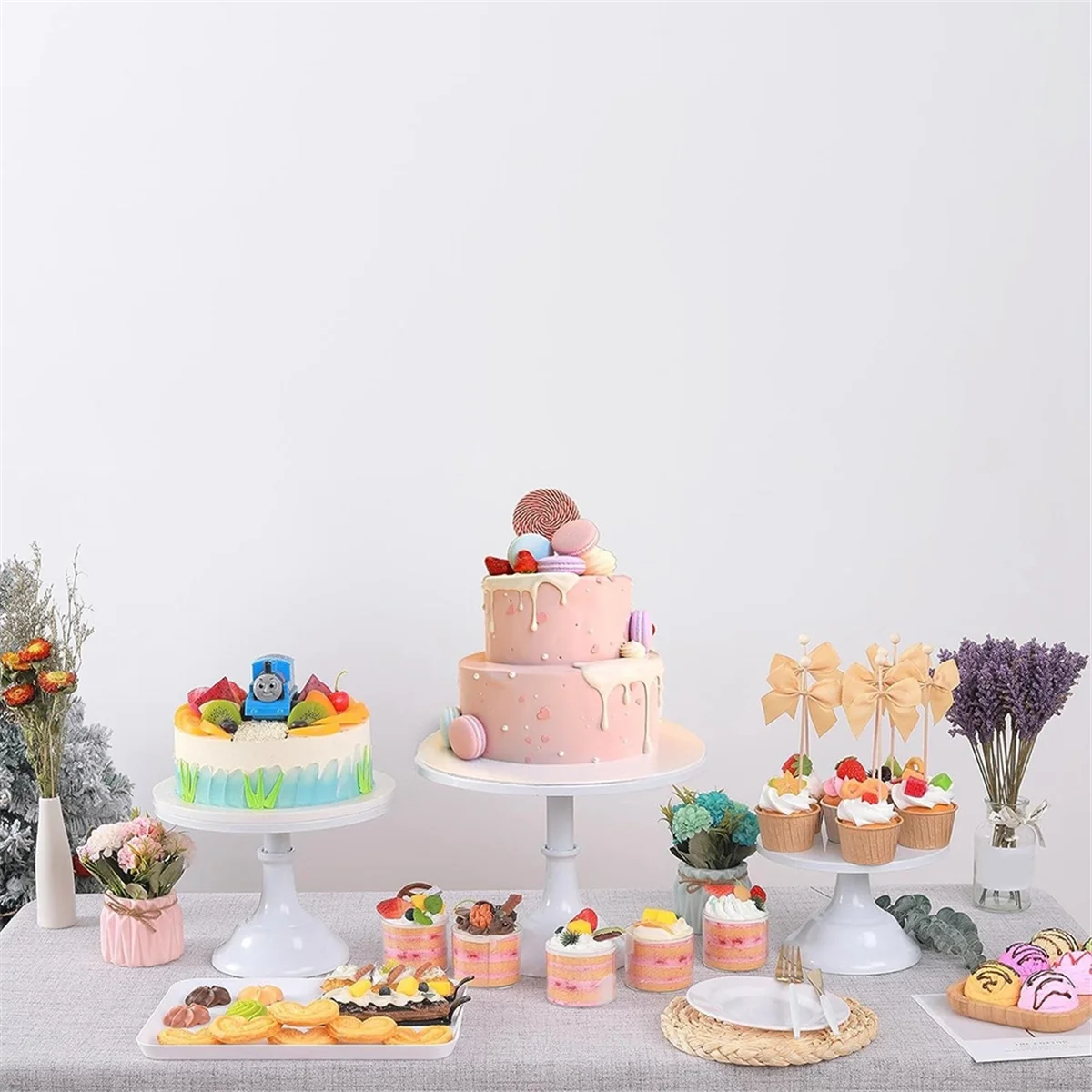 3Pcs Cake Stand, Cake Pop Stand , Tall Cake Stands for Dessert Table, Perfect Display for Wedding Graduation Party,White