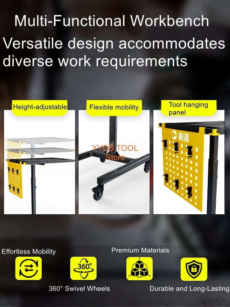 Lifting Workbench Engine Repair Parts Storage Workshop Mobile Tool Cart Hand Truck Automotive Repair Tools