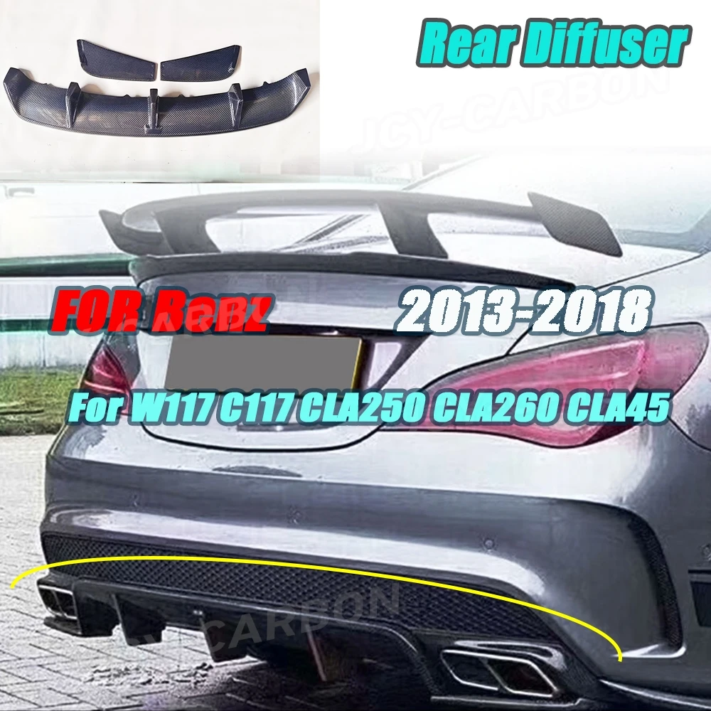 

JCYECF настоящий карбон для Mercedes Benz W117 C117 CLA250 CLA260 CLA45 2013-2018 автомобильный задний диффузор с задними разветвителями, комплекты кузова