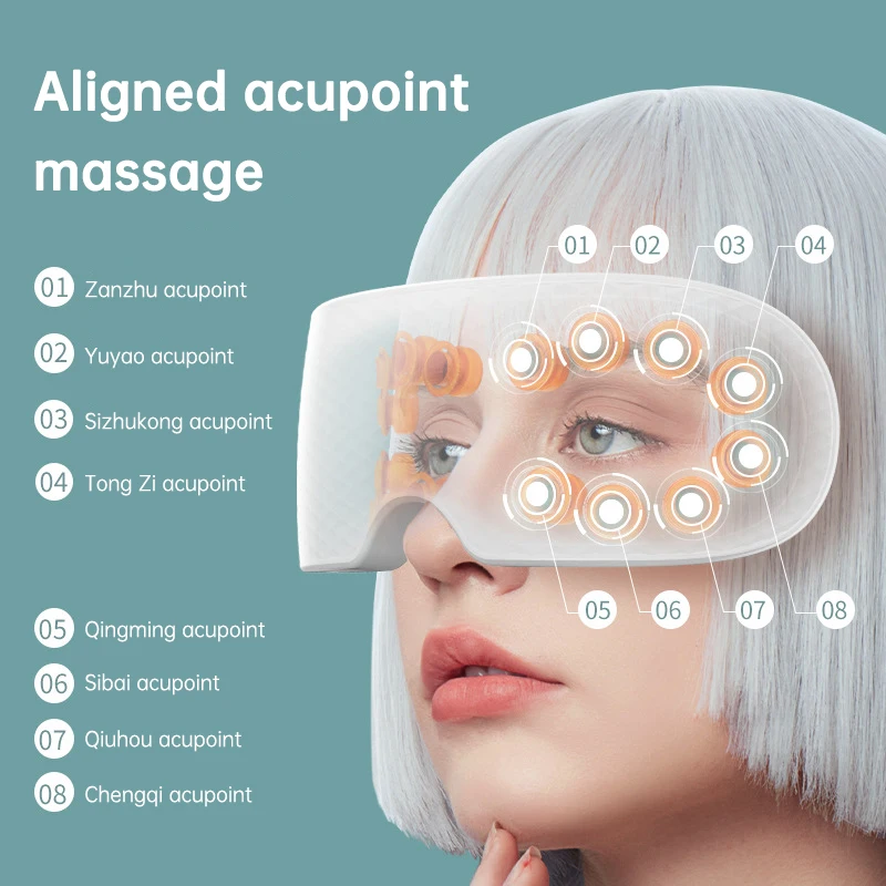 Mist Steam Acupoint Massage Trigger Point, Vibração de aquecimento, Blue Tooth Music Eye Massager para olhos secos, Dropshipping