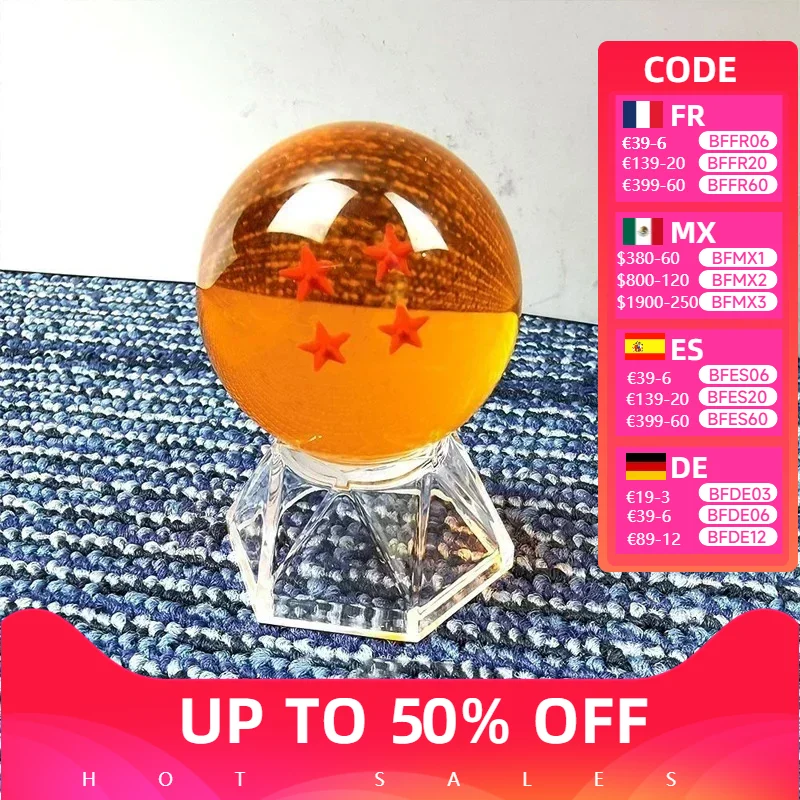 4.3/5.7cm Anime  Dragon Ball Z Figure Crystal Ball 1 2 3 4 5 6 7 Star Dragon Ball with Stand Collectible Desktop Decoration Toy