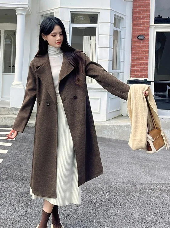 

Двустороннее шерстяное пальто: модное, элегантное, премиум-класса. Осенне-зимняя новинка, дизайнерская сенсация. Шерстяная куртка для женщин.