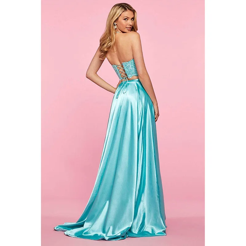 فستان بدون أكمام بدون ظهر للحفلات الراقية والولائم مزاجه طويل وراقي نمط شق نمط ثوب مسائي مخصص