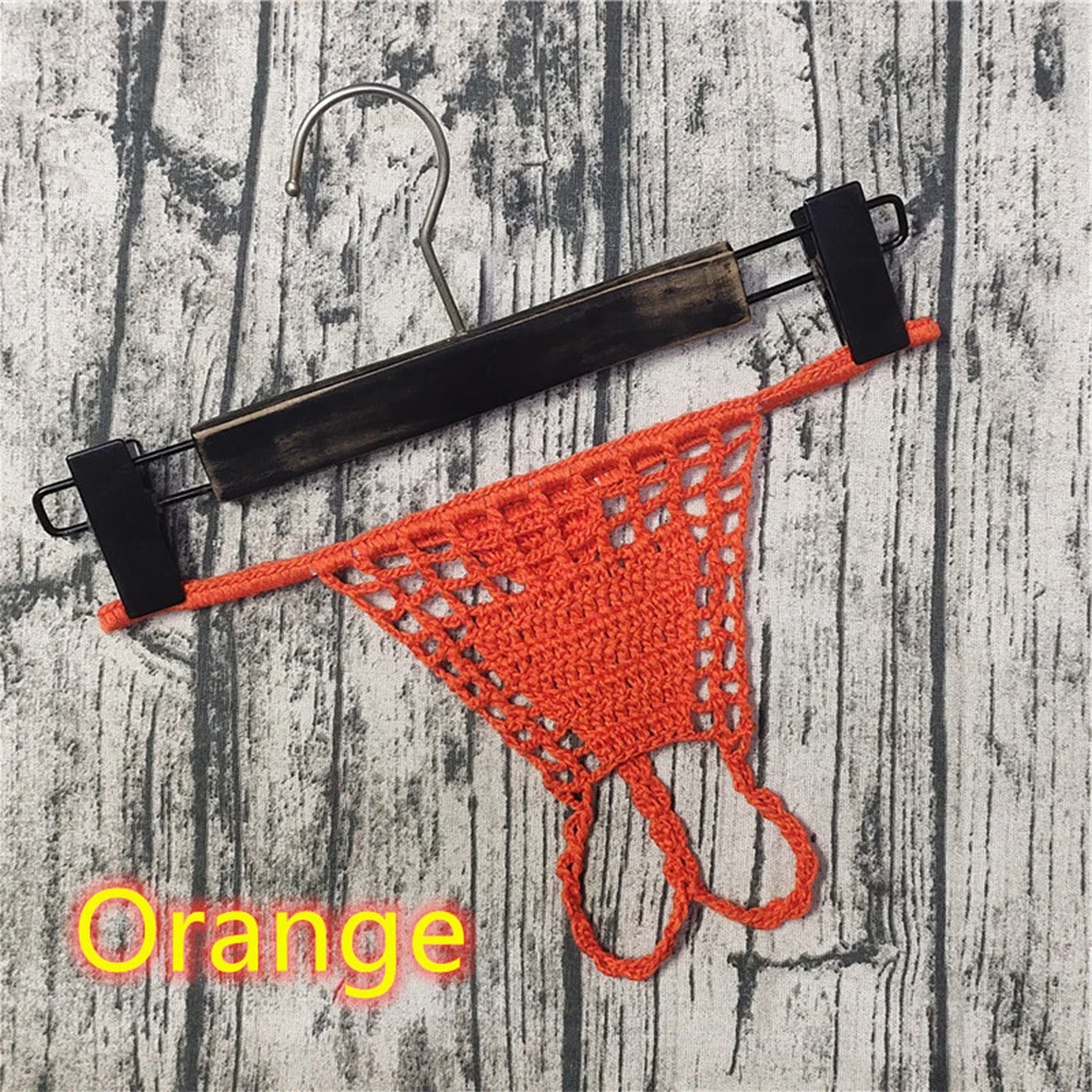 Women Hand Crochet Thong Crotchles T-back G-string Solid Pantys Lingerie Low-Rise Bikini Briefs Lingerie Beach Micro Underwear