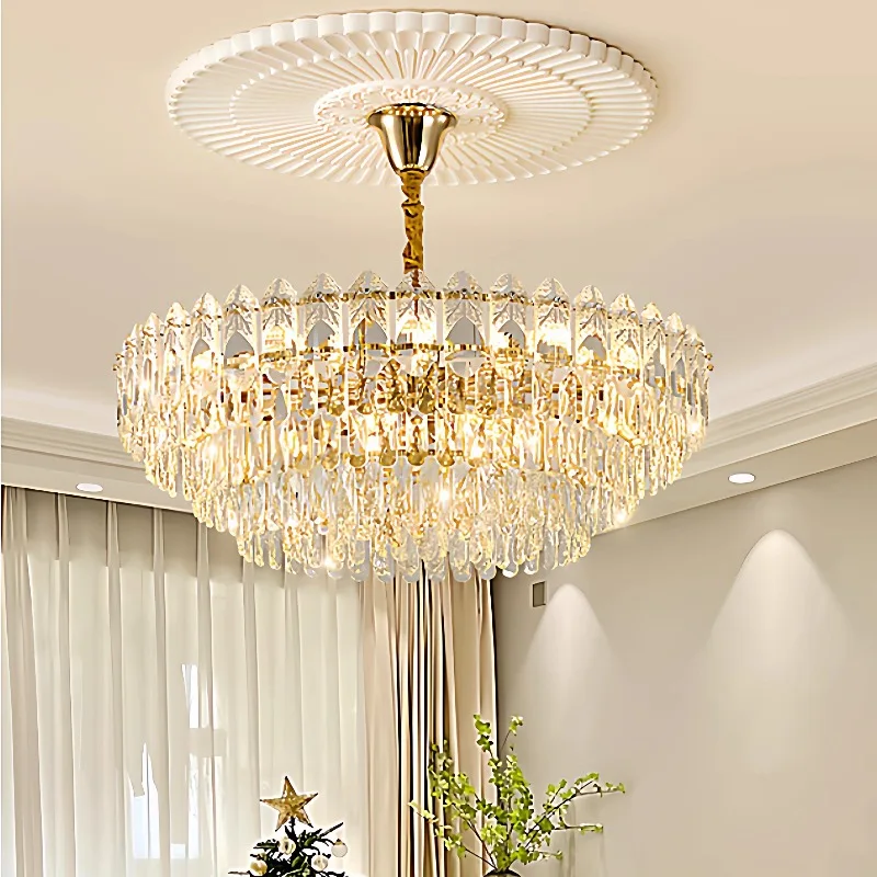 

Французские роскошные хрустальные потолочные подвесные светильники K9, светодиодные подвесные светильники полного спектра для гостиной, спальни, ресторана, отеля, атмосфера