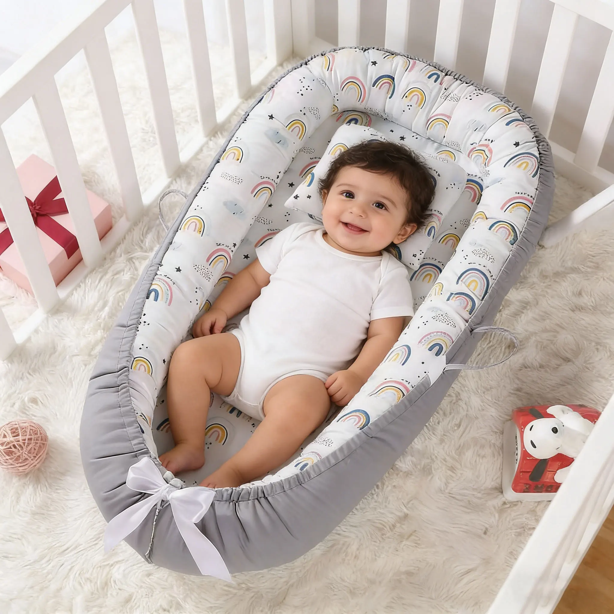 

Разборная детская кроватка-манеж, передвижная кроватка для младенцев, кровать для сна с защитой от давления, портативная кровать