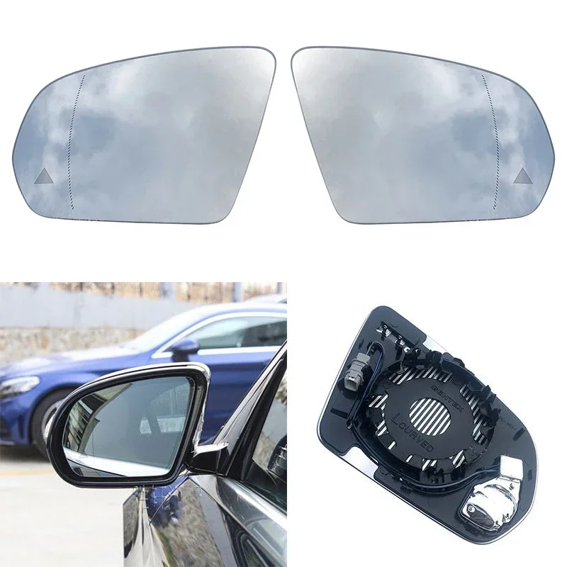 1pc Heated Auto Blind Spot Warning Rear Mirror Glass For Mercedes-Benz C E S GLC Class W205 W222 W217 W213 W238 GLC 2015- LHD