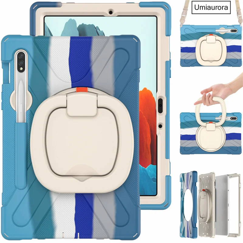Funda con Anillo Giratorio y Soporte para Niños, Antigolpes, para Samsung Galaxy Tab S6, S7 FE, S8 Plus, S9 Ultra, SM-X900, SM-X910, X810