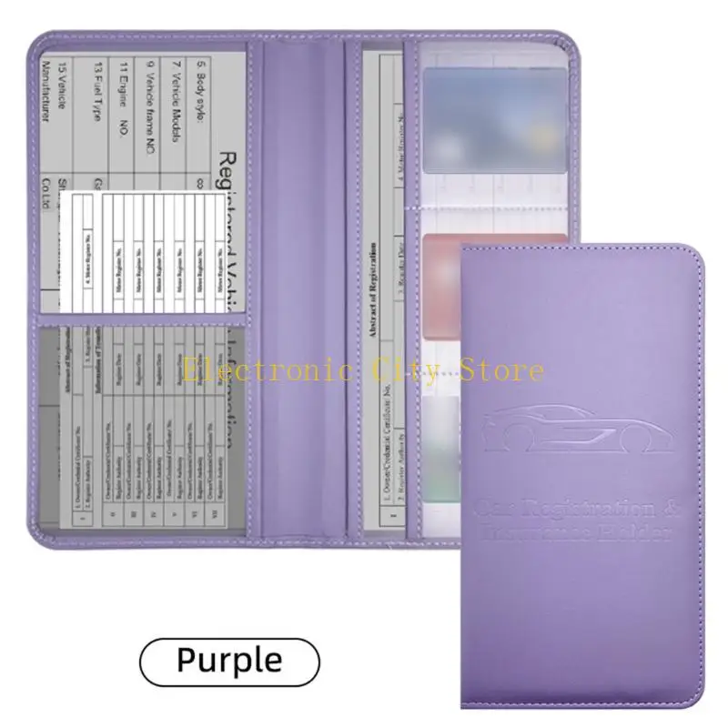 Car Registration Protector PU Vehicle Document Organiser Case 5.15x9.56Inch HU8D