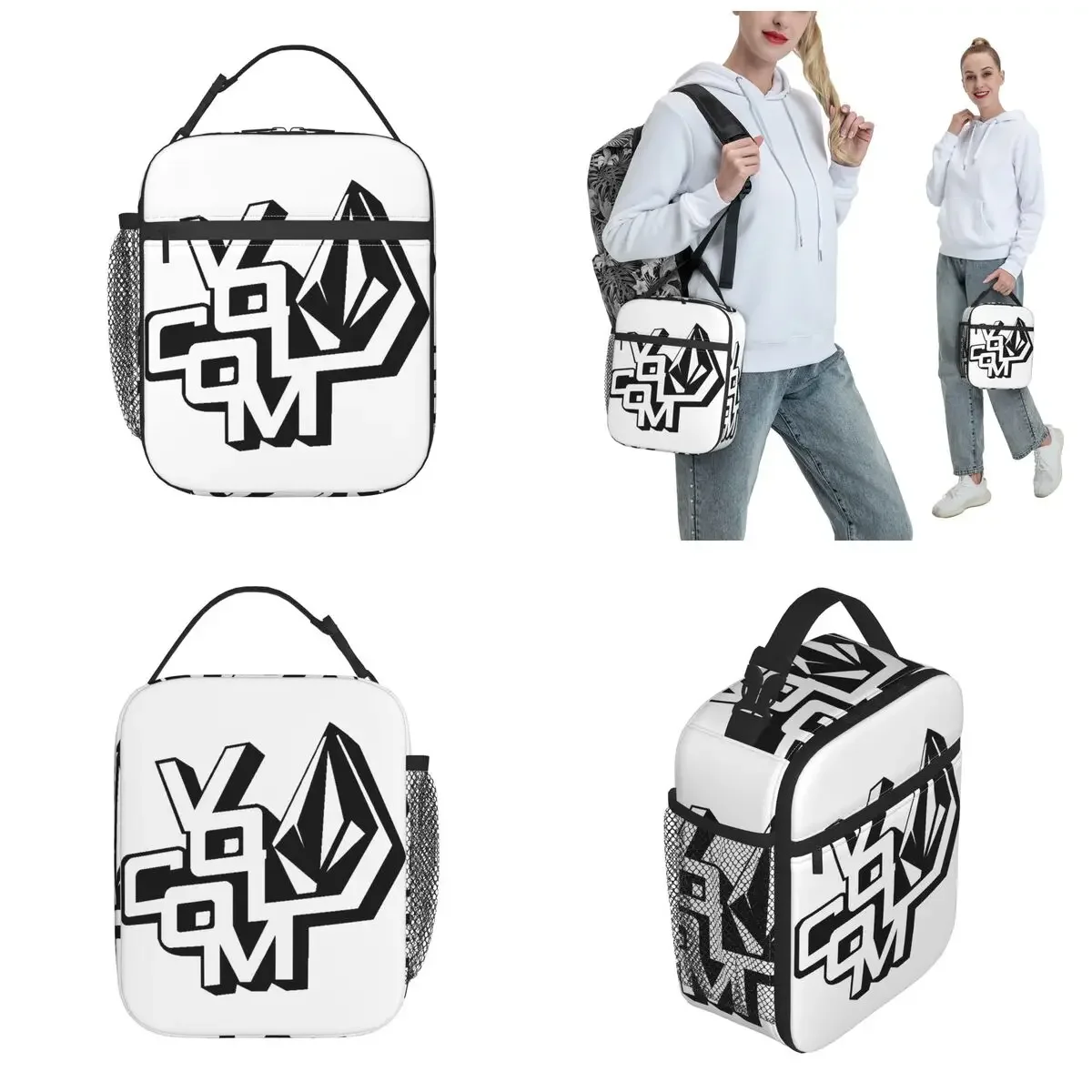 V-volcom Logo Thermal Insulated Lunch Bags for Work Portable Food Bag Men Women Cooler Thermal Lunch Boxes