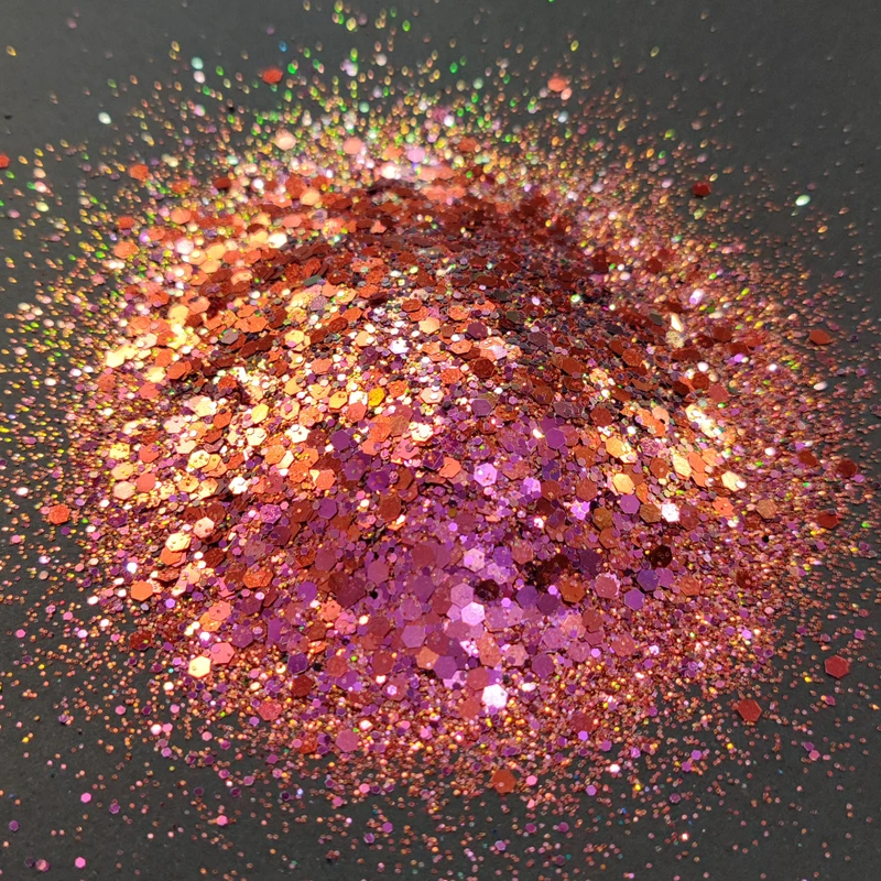 Prego colorido Glitter lantejoulas, holográfica, camaleão, laser, hexágono, diamante, arco-íris, linear, pigmento, 20g por saco