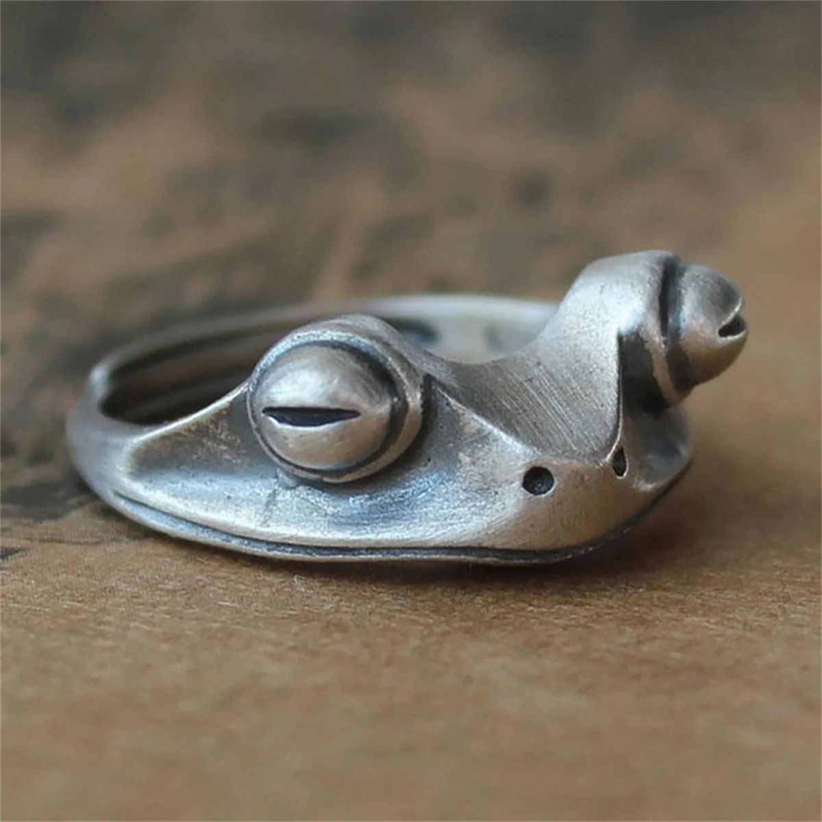 Retro Frog Toad Animal Rings for Women Men Artistic Design Silver Color Opening Resizable Unisex Female Statement Ring Best Gift