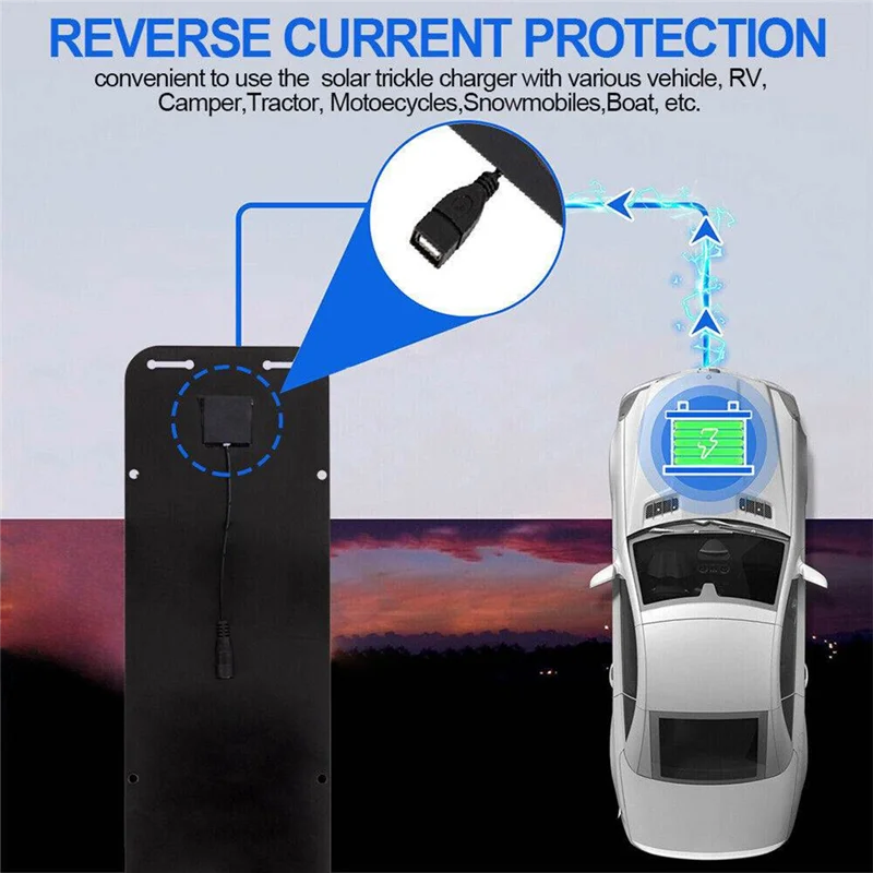 

A95I-12V 30W Portable Solar Panel Car Boat Power Solar Panel Battery Charger Maintainer for Car Motorcycle Tractor Boat RV