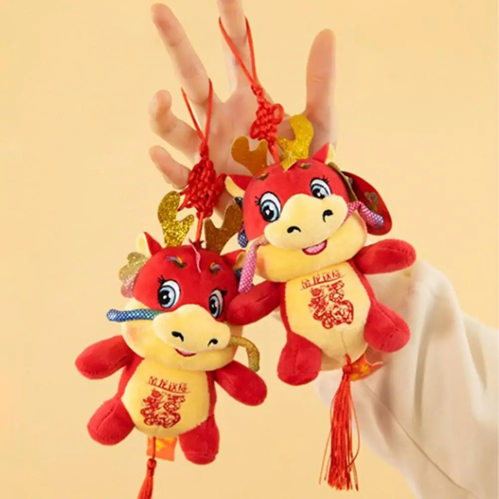 Lunar New Year Mascot Dragon Mascot Doll 2024 Year of Dragon Plush Doll with Blessing Banner Chinese Zodiac Cartoon for Spring