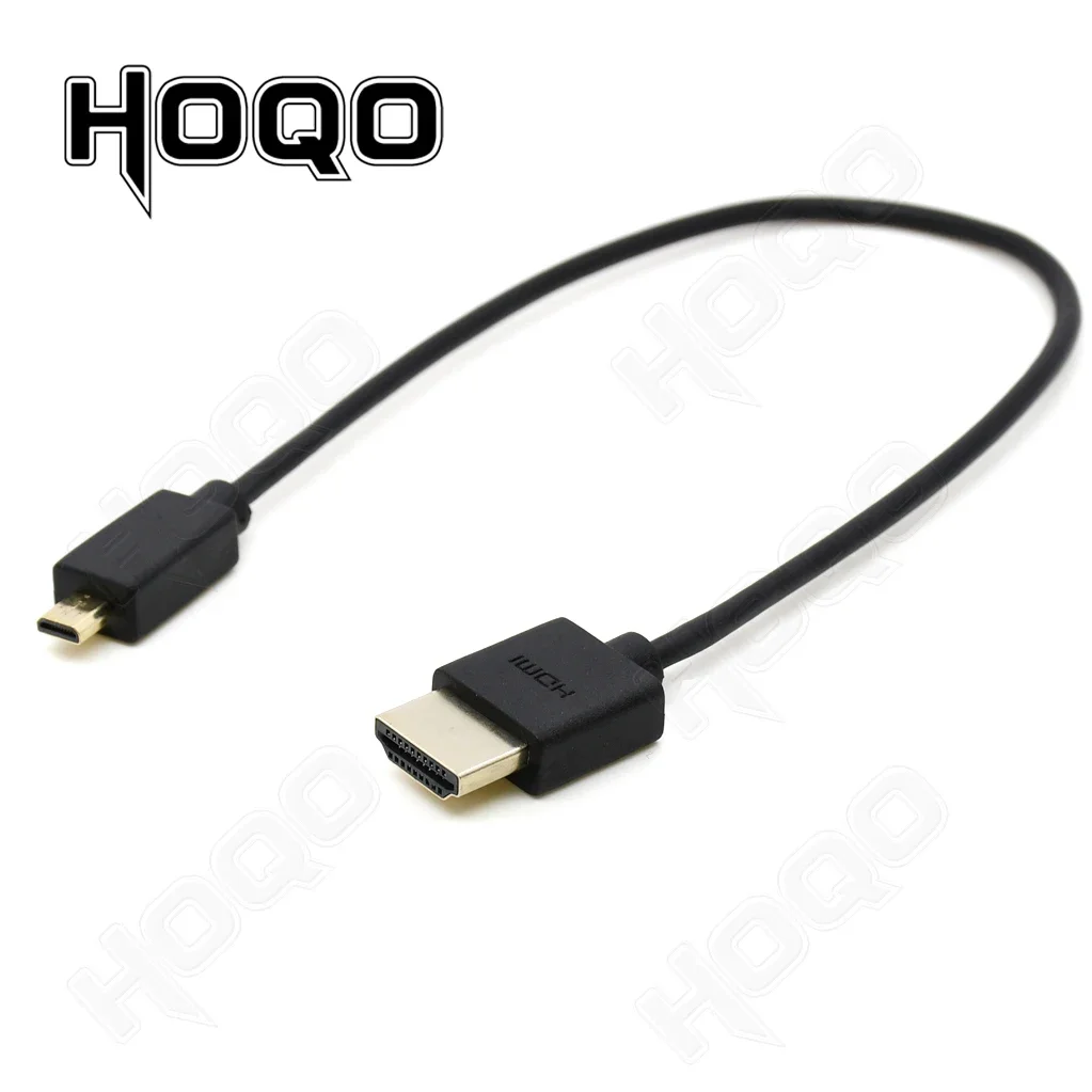 Ultra fino 4k micro hdmi para hdmi para mini cabo hdmi od 3.2mm super macio @ 60hz leve portátil 1 curto fino hdmi2.0 enrolado