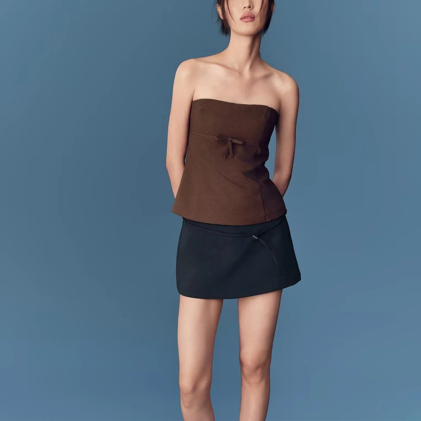 

Повседневная юбка с поясом, брюки, женская повседневная одежда, универсальная осень 2023, новинка Sle Z, юбка трапециевидной формы со средней талией