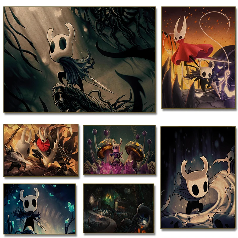 Video Game Hollow Knight Cartoon Action Adventure Game Posters Canvas Paintings Print Wall Art Pictures Living Room Home Decor