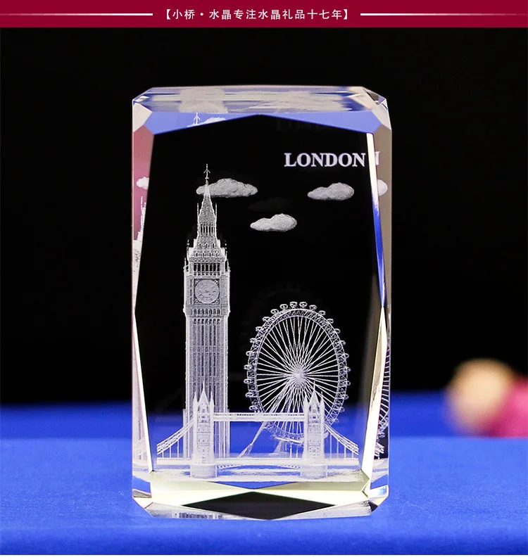 

GOOD Business Decorations gift Souvenir Britain England landmark Big Ben London Bridge Figurine 3D Crystal statue
