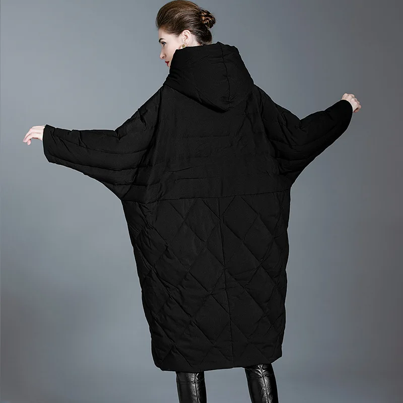 High-end dames winterdonsjack Warm pufferjack Hoge kwaliteit luxe merk Losse halflange verdikte donsjas Winddicht