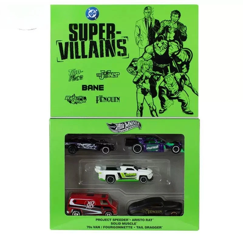Coche de Juguete Original Hot Wheels Premium DC Super Villains, Modelo Two Face, El Joker, Bane, Harley Quinn, Escala 1/64, Auto de Metal Fundido a Presión, Regalo