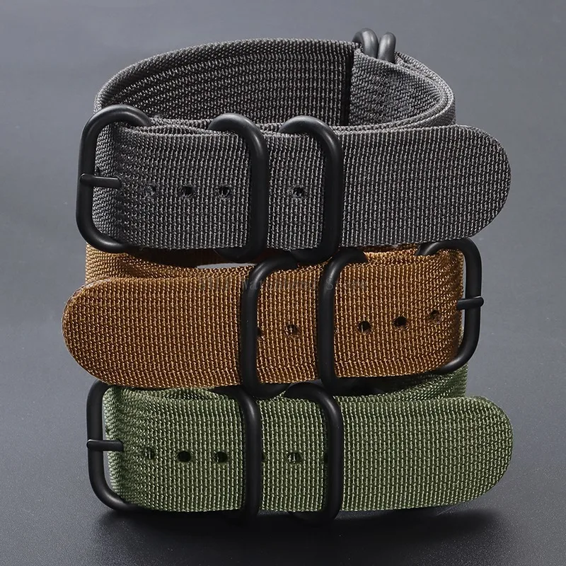 Nylon Braided Watch Band Men Women Smart Watch Straps Woven Canvas Sport Bracelets 5-ring Buckle Universal Replacement Wristband
