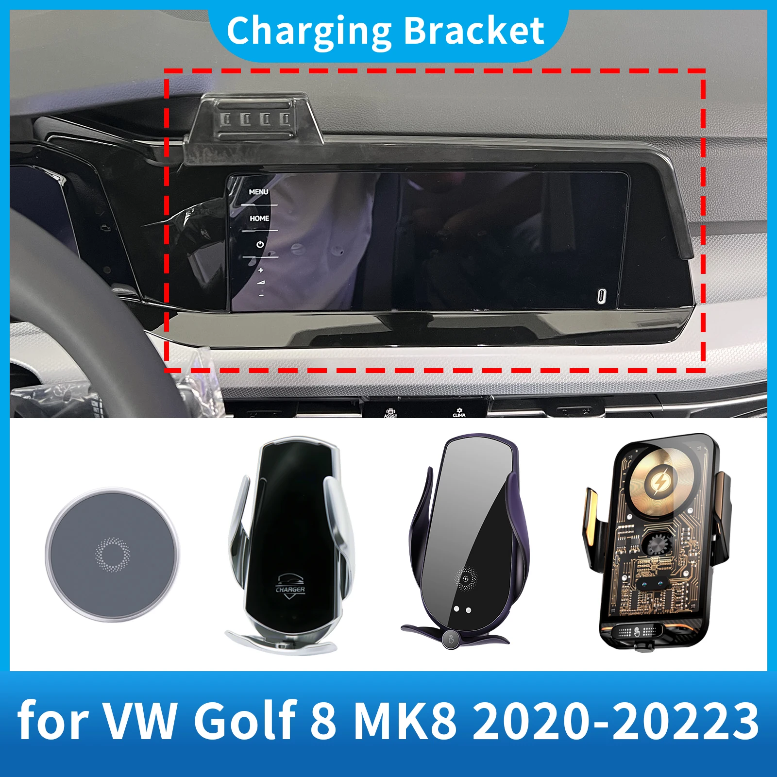 

Car Phone Holder for Volkswagen VW Golf 8 MK8 2020 2021 2022 20223 Screen Navigation GPS Bracket Base Accessories Charging
