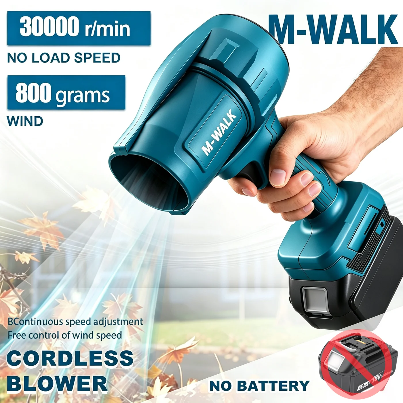 M-WALK 200M/S Brushless Electric Turbo Air Blower Cordless Dust Blowing Household Power Cleaning Tool For Makita 18V Battery Pin