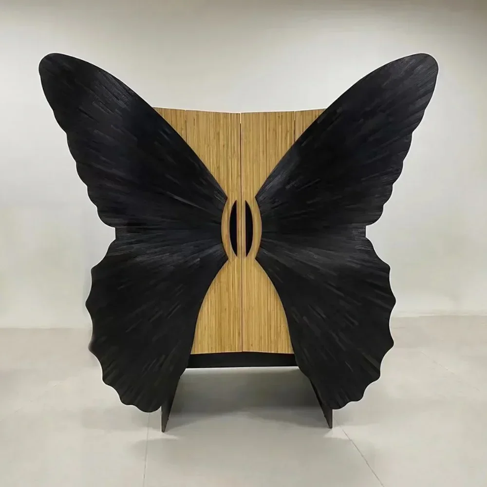 Designer creative three-dimensional butterfly shape hanging cabinet antique solid wood storage cabinet decorative cabinet