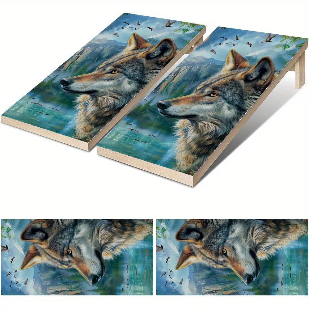 

Водонепроницаемая виниловая доска Mountain - Forest Wolf Shadow Cornhole, дизайн настольной игры из ПВХ для занятий спортом и досугом