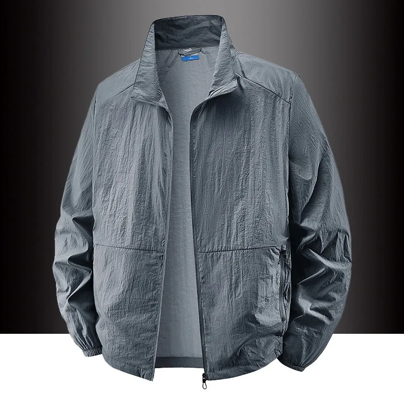Men's Workwear Thin Ice Silk Quick Dry Jacket Summer Lightweight Loose Fit Outerwear Resistant to Wear for Heavy Duty Jobs