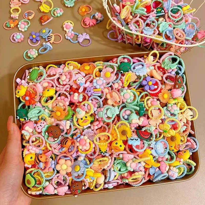 10-50Pcs Soft Rubber Bands Mix Colors Elastic Hair Ties Hair Holders Pigtails Accessories for Girls Toddler Teens and Children