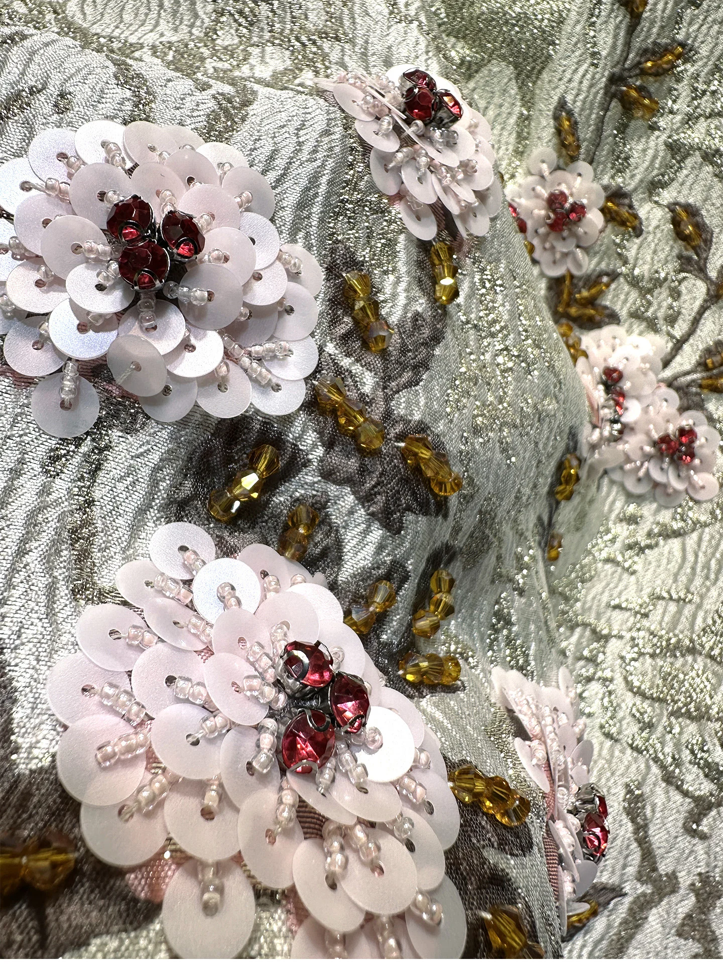 Luxe Diamanten Jacquard Kralen Korte Mouw Vrouwen Jurken Losse Taille Elegante Feestjurk O-hals Vrouwelijke A-lijn Formele Jurk