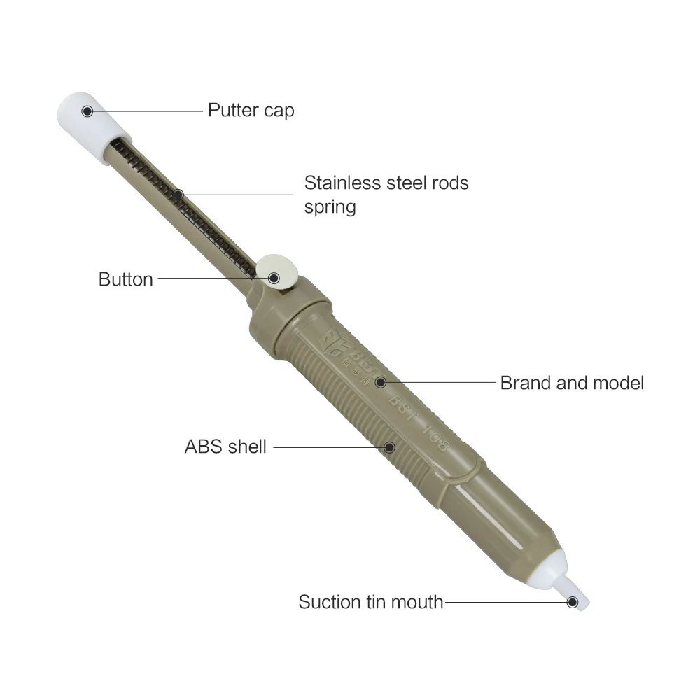 Solder Sucker Tin Suction Device Manual Suction Stick ABS Suction Pen Removal Tin Point for Electronic Soldering Tool
